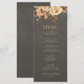 Elegant Taupe Floral Wedding Menu Menükarte (Vorne/Hinten)
