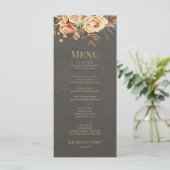 Elegant Taupe Floral Wedding Menu Menükarte (Stehend Vorderseite)