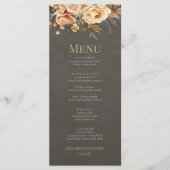 Elegant Taupe Floral Wedding Menu Menükarte (Vorderseite)
