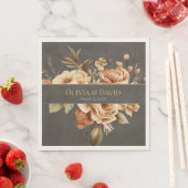 Elegant Taupe Floral Wedding Napkins Serviette (Beispiel)