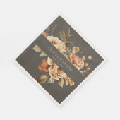 Elegant Taupe Floral Wedding Napkins Serviette (Ecke)