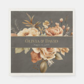 Elegant Taupe Floral Wedding Napkins Serviette (Vorderseite)