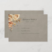 Elegant Taupe Floral Wedding RSVP (Vorne/Hinten)
