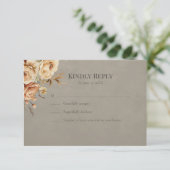 Elegant Taupe Floral Wedding RSVP Karte (Stehend Vorderseite)