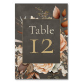 Elegant Taupe Floral Wedding Table Number Tischnummer (Rückseite)