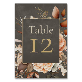 Elegant Taupe Floral Wedding Table Number Tischnummer