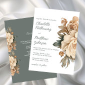 Elegant Taupe Floral Wedding With Sage Green Einladung