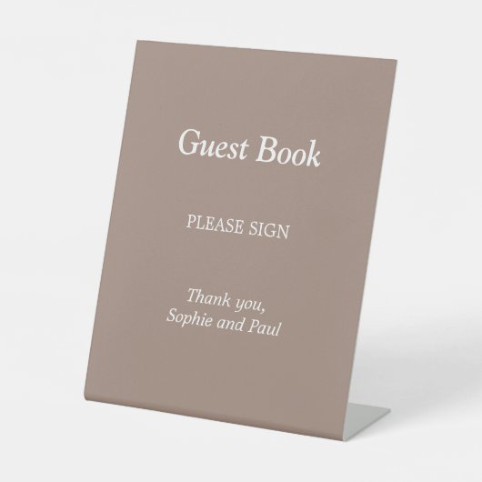 Elegant Taupe Gästebuch - Schild (Vorderseite)