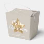 Elegant Taupe Gold Star Frohe Weihnachten Geschenkschachtel (Rückseite)