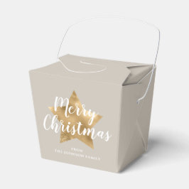 Elegant Taupe Gold Star Frohe Weihnachten Geschenkschachtel