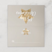 Elegant Taupe Gold Star Frohe Weihnachten Platzkarte (Außenseite Aufgefaltet)