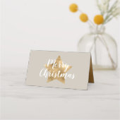 Elegant Taupe Gold Star Frohe Weihnachten Platzkarte (Rückseite)