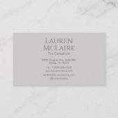 Elegant Taupe Gray Circle Monogram Business Card Visitenkarte (Rückseite)