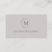 Elegant Taupe Gray Circle Monogram Business Card Visitenkarte (Vorderseite)