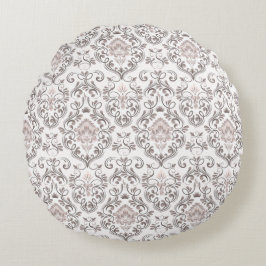 Elegant Taupe & Gray Damask Throw Pillow | Vintage Rundes Kissen