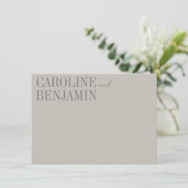 Elegant Taupe Gray Individuelle Name Wedding Stati Mitteilungskarte