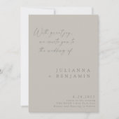 Elegant Taupe Gray Minimalistisch Chic Script Wedd Einladung (Vorderseite)