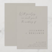 Elegant Taupe Gray Minimalistisch Chic Script Wedd Einladung (Vorne/Hinten)
