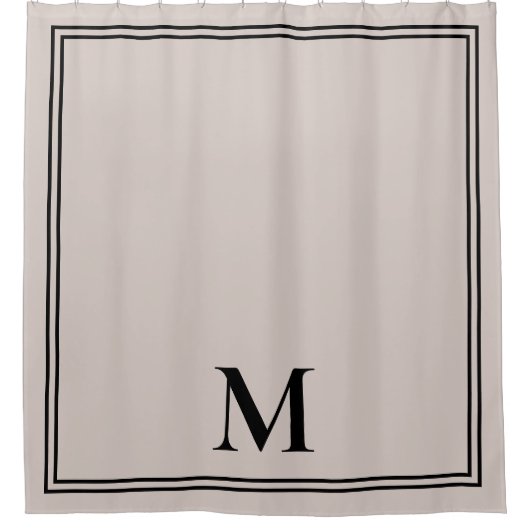 Elegant Taupe Monogram Duschvorhang (Vorderseite)