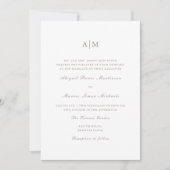 Elegant Taupe Monogram Wedding Einladung (Vorderseite)