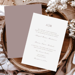 Elegant Taupe Monogram Wedding Einladung