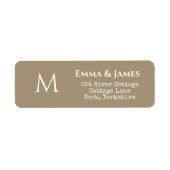 Elegant Taupe Monogram Wedding Rücksendeadresse (Vorne)