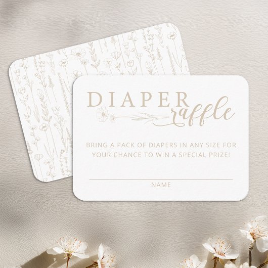 Elegant Taupe Neutral Baby Shower Diaper Raffle Begleitkarte