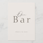 Elegant Taupe Open Bar Wedding Sign Einladung (Vorderseite)
