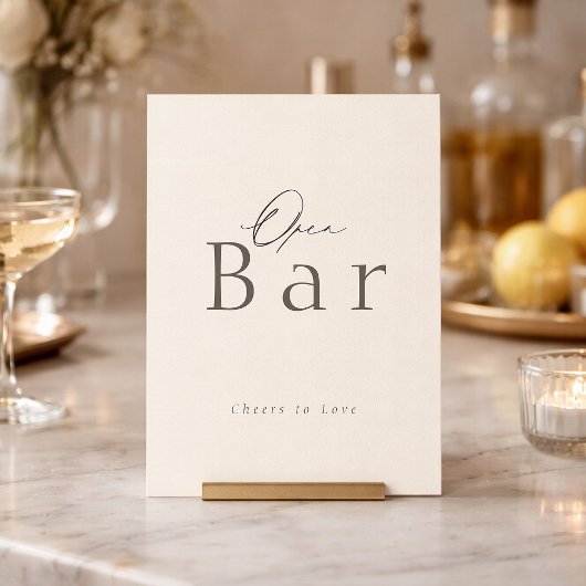 Elegant Taupe Open Bar Wedding Sign Einladung