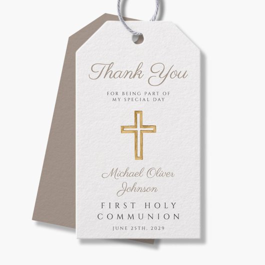 Elegant Taupe Religious First Heilige Kommunion Geschenkanhänger
