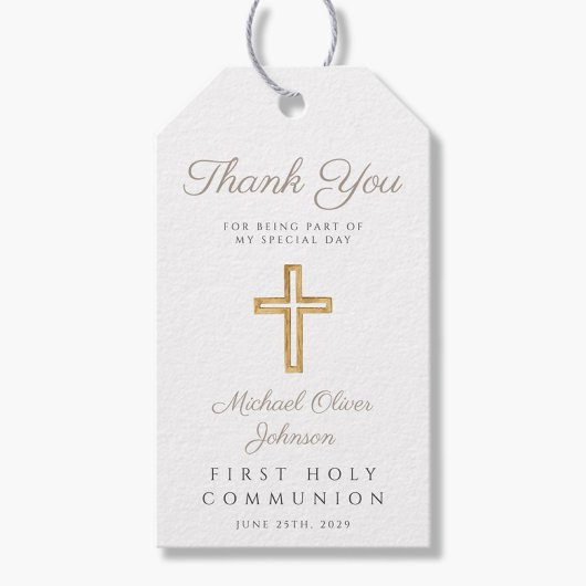 Elegant Taupe Religious First Heilige Kommunion Geschenkanhänger
