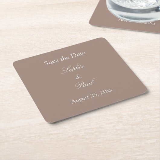 Elegant Taupe Save the Date Rechteckiger Pappuntersetzer (angewinkelt)