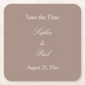 Elegant Taupe Save the Date Rechteckiger Pappuntersetzer (Vorderseite)