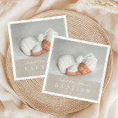 Elegant Taupe Script Foto Taufe Serviette