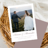 Elegant Taupe Script Foto Wedding Save The Date