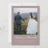 Elegant Taupe Script Zwei-Foto Hochzeit Save The Date (Vorderseite)