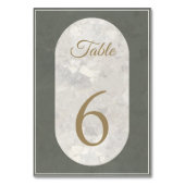 Elegant Taupe Stone Marble Green Wedding Tischnummer (Rückseite)