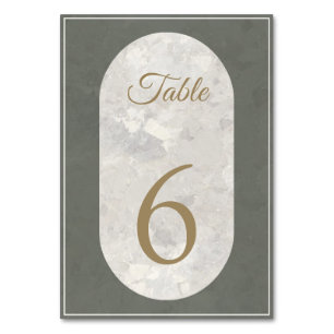 Elegant Taupe Stone Marble Green Wedding Tischnummer