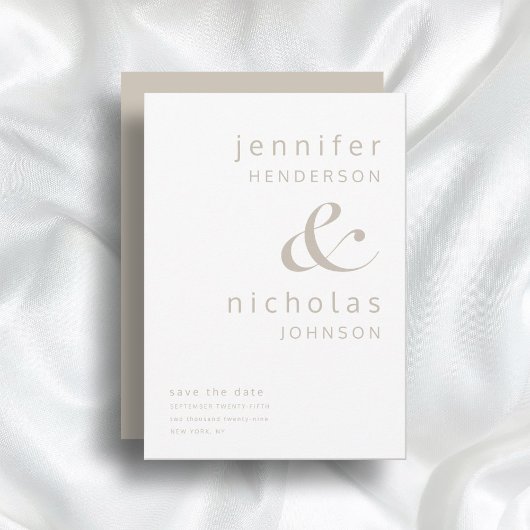 Elegant Taupe Typografy Wedding Save The Date