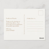 Elegant Taupe und Elfenbein Non-Foto Vielen Dank Postkarte (Rückseite)