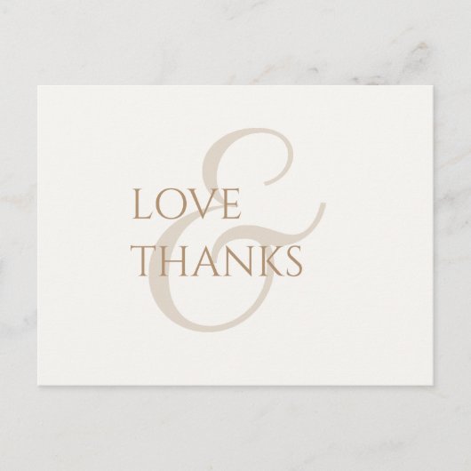 Elegant Taupe und Elfenbein Non-Foto Vielen Dank Postkarte (Vorderseite)