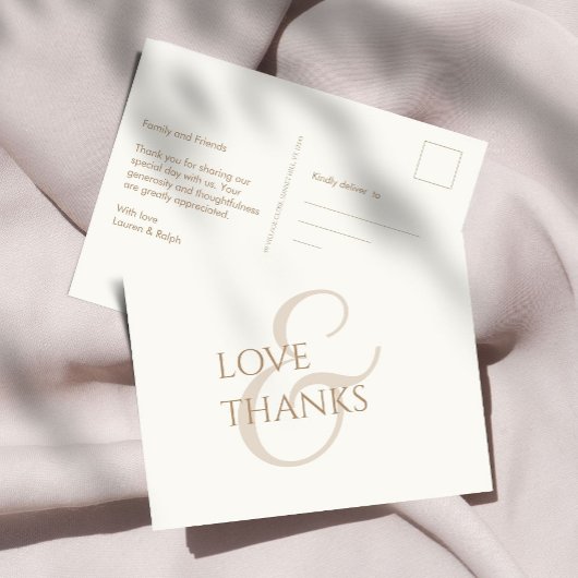 Elegant Taupe und Elfenbein Non-Foto Vielen Dank Postkarte