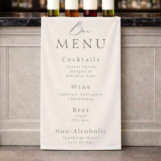 Elegant Taupe Wedding Bar Menu  Banner
