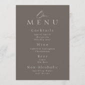 Elegant Taupe Wedding Bar Menu Sign  Einladung (Vorderseite)