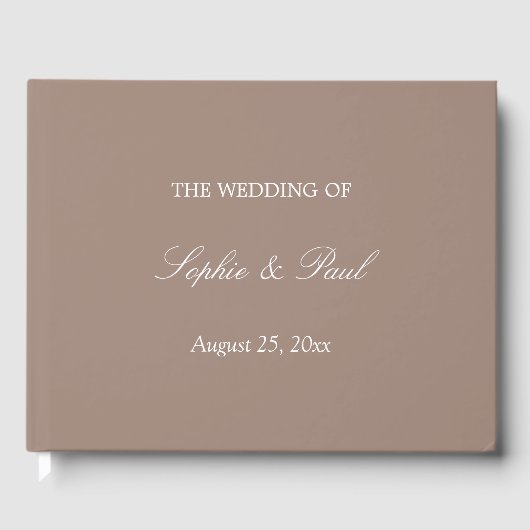 Elegant Taupe Wedding Gästebuch (Vorderseite)