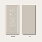 Elegant Taupe Wedding Menükarte