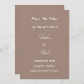Elegant Taupe Wedding Save the Date (Vorne/Hinten)
