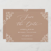 Elegant Taupe Wedding Save the Date Cards (Vorne/Hinten)