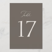 Elegant Taupe Wedding Table Number Dankeskarte (Rückseite)