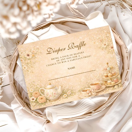 Elegant Tea Garden Diapper Raffle Begleitkarte